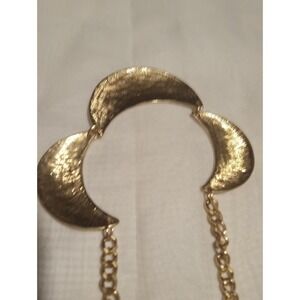 Hammered Crescent Goldtone Statement Necklace